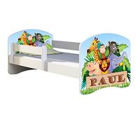 ACMA Lit Enfant Junior Sommier à Lattes Matelas Gratuite Blanc II (02N Le prénom - Animaux, 140x70 cm)