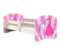 ACMA Lit Enfant Junior Sommier à Lattes Matelas Gratuite Blanc II (08 Princesse avec Poney, 140x70 cm)