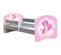ACMA Lit Enfant Junior Sommier à Lattes Matelas sommier Gratuite Gris Meubles pour Enfants II (07 Fée Rose, 160 x 80 cm)