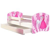 ACMA Lit Enfant Junior TIROIR Matelas Gratuite Blanc II (08 Princesse avec Poney, 180x80 cm + tiroir)