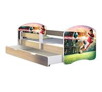 ACMA Lit Enfant Junior TIROIR Matelas Gratuite CHÊNE Sonoma II (37 Joueur de Foot 2, 180 x 80 cm + tiroir)