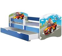 ACMA Lit Enfant Junior TIROIR Matelas sommier Gratuite Bleu Meubles pour Enfants II (03 Voiture de Course, 140 x 70 cm + tiroir)