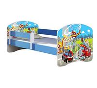 ACMA Lit Enfant Junior TIROIR Matelas sommier Gratuite Bleu Meubles pour Enfants II (36 Sapeurs Pompiers, 140 x 70 cm)