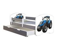 ACMA Lit Enfant Junior TIROIR Matelas sommier Gratuite Gris Meubles pour Enfants II (42 Tracteur, 160 x 80 cm + tiroir)