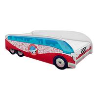 ACMA Lit junior pour enfant, camion, 160 x 80 cm, avec matelas et sommier à lattes, lit de jeu avec protection anti-chute, design 11 bus
