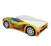 ACMA Lit Voiture Enfant 140x70 cm Modèle 10 avec Matelas et Sommier à Lattes - Lit Junior Voiture pour Garçon, Lit Enfant Design Voiture pour Chambre d’Enfant avec Barrière de Sécurité
