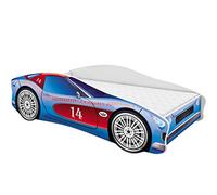 ACMA Lit Voiture Enfant 140x70 cm Modèle 2 avec Matelas et Sommier à Lattes - Lit Junior Voiture pour Garçon, Lit Enfant Design Voiture pour Chambre d’Enfant avec Barrière de Sécurité