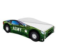 ACMA Lit Voiture Enfant 140x70 cm Modèle 7 avec Matelas et Sommier à Lattes - Lit Junior Voiture pour Garçon, Lit Enfant Design Voiture pour Chambre d’Enfant avec Barrière de Sécurité