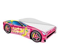 ACMA Lit Voiture Enfant 140x70 cm Modèle 8 avec Matelas et Sommier à Lattes - Lit Junior Voiture pour Garçon, Lit Enfant Design Voiture pour Chambre d’Enfant avec Barrière de Sécurité