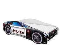 ACMA Lit Voiture Enfant 160x80 cm Modèle 3 avec Matelas et Sommier à Lattes - Lit Junior Voiture pour Garçon, Lit Enfant Design Voiture pour Chambre d’Enfant avec Barrière de Sécurité