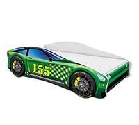 ACMA Lit Voiture Enfant 160x80 cm Modèle 5 avec Matelas et Sommier à Lattes - Lit Junior Voiture pour Garçon, Lit Enfant Design Voiture pour Chambre d’Enfant avec Barrière de Sécurité