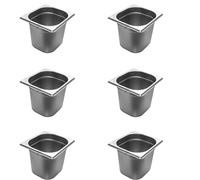 AcMax Gastronorm Lot de 6 récipients gastronormes GN 1/6 en acier inoxydable 2,4 l Profondeur 150 mm