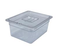 AcMax Lot de récipients gastronomiques GN 1/2 en polycarbonate - 9,5 l - Profondeur : 150 mm - Plastique - Couvercle avec encoche et égouttoir