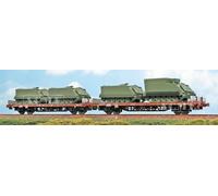 ACME 45190 Lot de 2 Wagons Kgps FS, Livrée Marron avec 4 Véhicules Militaires