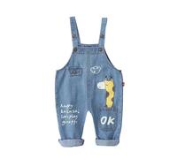 ACMEDE 1-4 ans Salopette bébé garçon fille tailles 74/80/86/92/98 Salopettes Pantalons Denim Dungrees Bébé garçon Bretelles Réglables Combinaison Cartoon Girafe Salopette manches longues