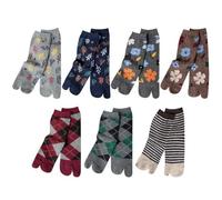ACMEDE 5/7 Paires Chaussettes Tabi Femme Japonaise Chaussettes Flip Flop Sandale Geta Fille Chaussette en Coton Chaussette Tong pour Femme 34-39-44