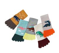 ACMEDE 5 paires de chaussettes d'orteils bébé 1-9 ans, chaussettes enfants cinq doigts avec motif dinosaure en coton respirant enfants chaussettes de sport course fines chaussettes de cheville