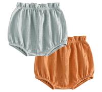 ACMEDE 6 Mois - 4 Ans Short Bébé Fille Eté Bloomers en Gaze de Coton, Lot of 2 Couvre-Couche Culotte sous-vêtements Souple Confortable Pantalon Court Taille Haute Couverture de Couches