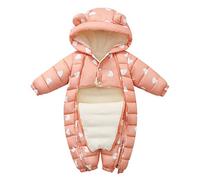 ACMEDE Bébé Fille Garçon Hiver Combinaisons de Neige avec Double protège-poitrine Barboteuses à Capuche avec Doublure en peluche Bébé Garçon Fille Barboteuse Bodys à Capuche 0-6-9-12-18 Mois