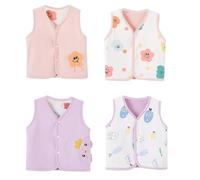 ACMEDE Bébé Gilet coton sans manches Réversible 0-3-6-9-18-24 mois -4 ans, 2pcs Veste Manteaux sans Manches Double Face Garçons Filles Printemps Automne Veste de gilet fine avec Motif Cartoon