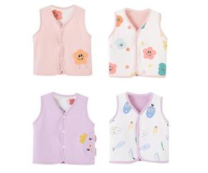 ACMEDE Bébé Gilet coton sans manches Réversible 0-3-6-9-18-24 mois -4 ans, 2pcs Veste Manteaux sans Manches Double Face Garçons Filles Printemps Automne Veste de gilet fine avec Motif Cartoon