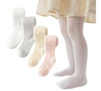ACMEDE bébés filles Collant en coton 3 mois-8 ans, lot de 4 Collants tricotés filles avec jacquard en maille Collant Fille Opaque ajourée Princesse Collants d'été Leggings Chaussettes
