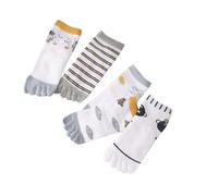 ACMEDE Chaussettes d'orteils enfants 28-32-36, 5 paires chaussettes cinq doigts en coton, chaussettes de cheville garçon fille Sneaker chaussettes de sport à Motifs D'animaux de Dessin, 5-12 ans