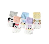 ACMEDE Chaussettes d'orteils enfants 28-32-36, 5 paires chaussettes cinq doigts en coton, chaussettes de cheville garçon fille Sneaker chaussettes de sport à Motifs D'animaux de Dessin, 5-12 ans