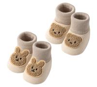 ACMEDE Chaussons bébé Naissance Chaussettes Anti-dérapantes Bébé 0-6-12-18 Mois, Chaussettes Pantoufle antidérapantes Chaussons Chaussette Chaussures Premiers Pas thermique hiver Bébé, lot of 2