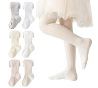 ACMEDE Collant bébés filles en coton avec jacquard en maille 1-11 ans, lot de 6 collants tricotés pour enfants Collant d'été ajourés princesse Collants Couleur Unie Leggings Bas Sans Couture
