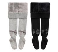 ACMEDE Collants Polaires Bébé fille avec noeud de ruban 6 mois-10 ans, 2pcs Filles Collants Doublés Polaires Leggings Collants thermiques Tricotés Hiver Chaud Collants polaires Coton doux 70-144cm