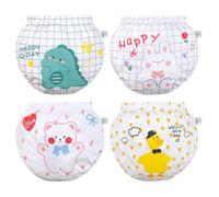 ACMEDE Culotte en Coton Bébé Fille Garçon Lot de 4 Bloomer Couvre-Couche Nouveau-Né - Imprimé dessin animé - Short Boxer Bas de Pyjama Slips sous-vêtements Tout-Petits 3 mois à 4 ans