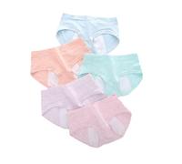 ACMEDE Culotte Menstruelle Coton Tailles Fille et Ado 8 à 18 Ans 30-60kg, Lot de 5 Fille Culottes Menstruelles sous-vêtement Adolescente Anti-Fuite (Doit être utilisé avec des tampons)