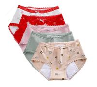 ACMEDE Culotte Menstruelle Coton Tailles Fille et Ado 8 à 18 Ans Lot de 5 Fille Adolescentes Culottes Menstruelles sous-vêtement Adolescente Anti-Fuite (Doit être utilisé avec des tampons)