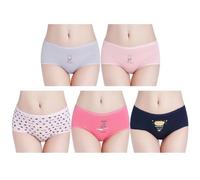 ACMEDE Culottes menstruelles en Coton pour Filles Adolescentes de 8 à 18 Ans Lot de 5 sous-vêtements en Coton étanches Culottes de Protection Contre Menstruation Slips Règles pour Femmes 30-65KG