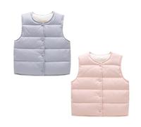 ACMEDE Enfants Doudoune Sans Manche 90% duvet de canard Gilet Sans Manche Veste Hiver Manteaux Bébés Garçons Fille 6-12 -24 mois-7 ans, Lot of 2 bébé gilet matelassé gilet de transition