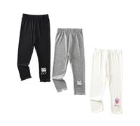 ACMEDE Filles Capri Leggings 5-13 Ans, Lot of 3 Pantacourt Leggings 3/4 Filles en Coton Pantalon Été Capri avec Motif Chat Mignon sur la Jambe 3/4 Fille Shorts Cycliste