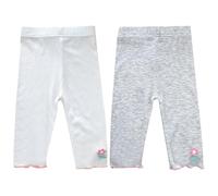 ACMEDE Leggings à Fleurs Filles 3/4 Pantacourt d'été 9 Mois-5 Ans, Lot de 2 Cycliste Fille Leggings Court Capri 3/4 Shorts en Modal Respirants Filles Pantalons Capri à Volants Jambières Extensibles