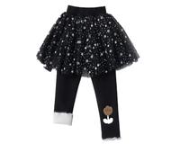 ACMEDE Leggings pour Filles 2-8 Ans, 2 en 1 Leggings Thermo avec Jupe en Gaze à Volants Legging Polaire Fille avec Jupe Hiver Coton Thermo Chaud Leggings Pantalon Décontractée Enfants Épais Doublé