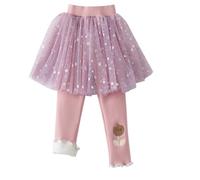 ACMEDE Leggings pour Filles 2-8 Ans, 2 en 1 Leggings Thermo avec Jupe en Gaze à Volants Legging Polaire Fille avec Jupe Hiver Coton Thermo Chaud Leggings Pantalon Décontractée Enfants Épais Doublé