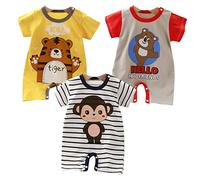 ACMEDE Lot de 3 bodies à manches courtes en coton pour bébé garçon 3 6 9 1218 24 Mois Ensembles de gilet en coton pour tout-petit à manches courtes Le maillot de corps Barboteuse