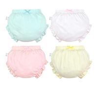 ACMEDE Lot de 4 Culottes avec Volants de Princesse pour bébé fille en coton Bloomer Short Confortables Culotte Couverture de couche pour enfants Couleur Unie 6 mois - 4 ans
