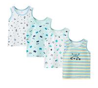 ACMEDE Lot de 4 Débardeurs Garçon de 2 à 9 Ans Été Maillot de Corps Coton T-Shirt sans Manches sous-Vêtements Enfant 86-134 Maillot de Corps Imprimé Animal Grenouille Dinosaure