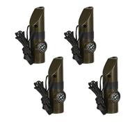 ACMEDE Lot de 4 sifflet de Survie 7 en 1 Kits de Survie Portable Sifflet d'urgence Boussole Thermomètre Loupe réflecteur à Lumière LED pour Le Camping, la randonnée, l'exploration, la Chasse