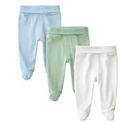 ACMEDE Pantalon avec Pieds pour Unisexe Bébé 0-3-6-12 Mois, Lot of 3 Pantalons en Coton Nouveau-nés garçon Fille Pantalon décontractés avec Ceinture Large et Poignets Taille 52-73 cm