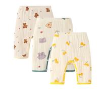 ACMEDE Pantalon Bouffant bébé garçon Fille Coton Lin 0-24 Mois-3 Ans, lot of 3 Pantalons Pyjama de Survêtement Pantalon Harem avec Boutons Pressions bébé Pantalon été décontracté Jogging