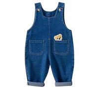 ACMEDE Salopette bébé garçon fille 6-9-12 mois Pantalons Petits Garçons/Filles Denim Bleu 1-4 ans salopette en jean enfant motif ours Pantalons en jean avec bretelles