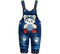 ACMEDE Salopette en Jean pour Bébé fille garçon 6 mois-24 mois,Pantalon en Jean Doux pour Tout-Petit 2 ans-3 ans Ourson mignon Denim vêtements Barboteuse Une pièce
