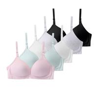 ACMEDE Soutien-Gorge Adolescente Fille 12-18ans, Lot de 5 Puberté Coton Brassières de sans Armatures sous-Vêtements Réglable Bustier Légèrement Rembourré Soutien-Gorge 32/34/36/38AB