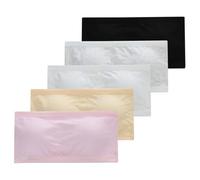 ACMEDE Soutien-Gorge Filles Coton sans Bretelles, 5 PCS Soutien Gorge Invisible avec Coussinets Amovibles Bandeau sans Bretelles pour Fille Brassiere sous-Vêtements Bustier pour 10 à 18 Ans